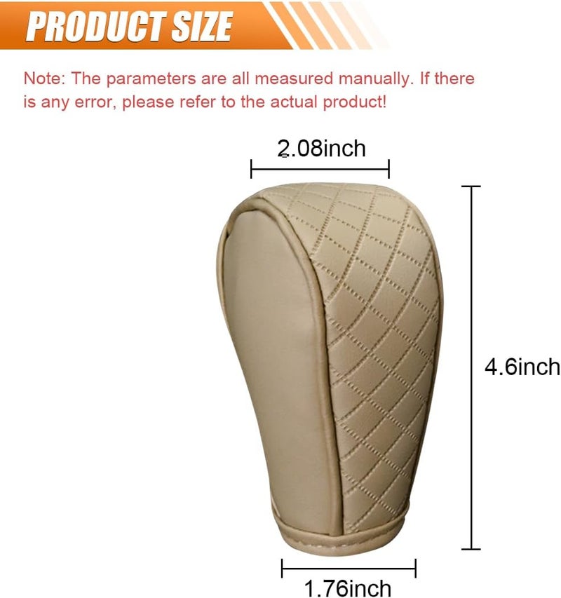 BDZMC Leather Car Gear Shift Cover, Anti-Slip Dust Waterproof Gear Shifter Stick Protector, Soft Breathable Universal Automotive Shift Knob Decoration Accessories, Fit Car, SUV, Truck (Beige) - Image 2
